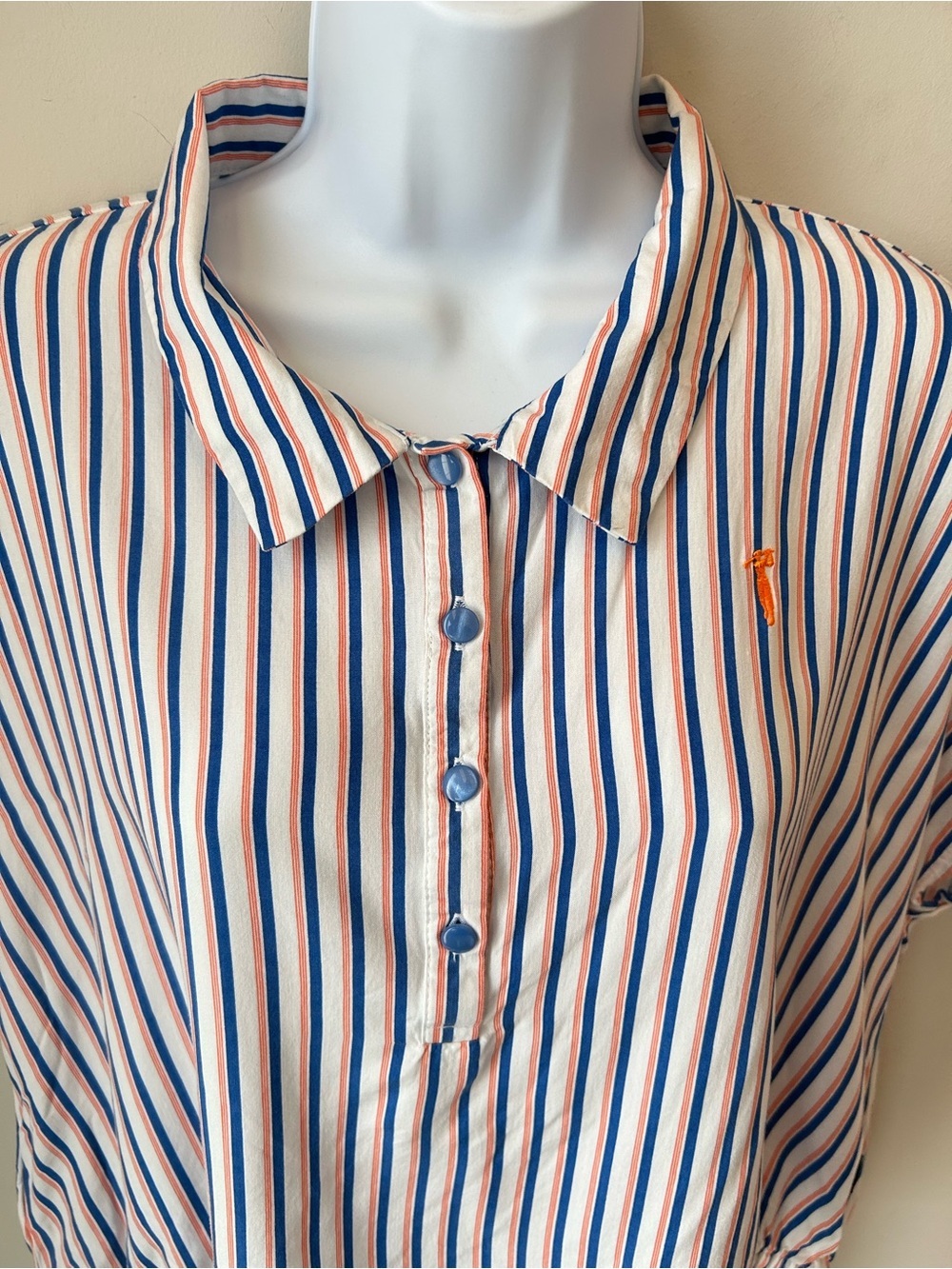 100% COTTON Polo Blouse - Coastal Prep Striped Soft Girl Y2K 90s Golfcore